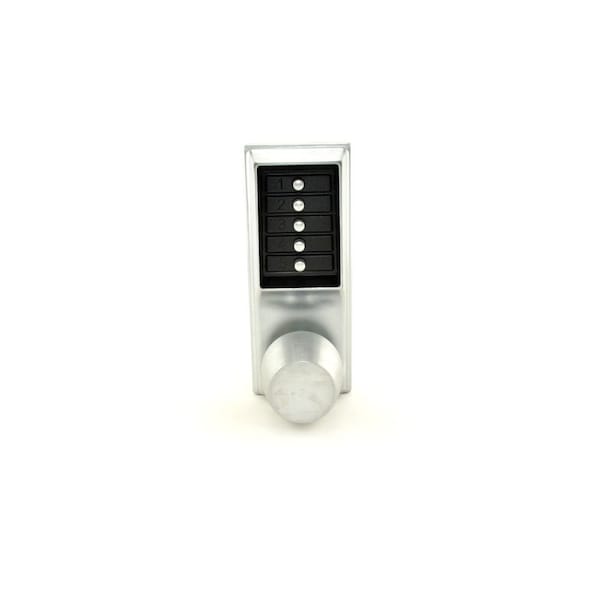 Kaba Mechanical Pushbutton Knob Lock Combination Passage with 2-3/4in Backset Satin Chrome Finish